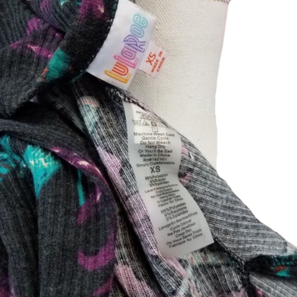 LULAROE Long Floral Ribbed JOY Open Cardigan Vest Women's XS - Picture 4 of 4